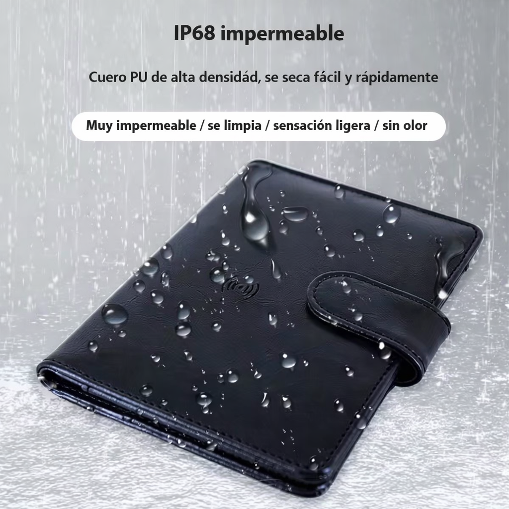 Cartera geolocalizable cuero