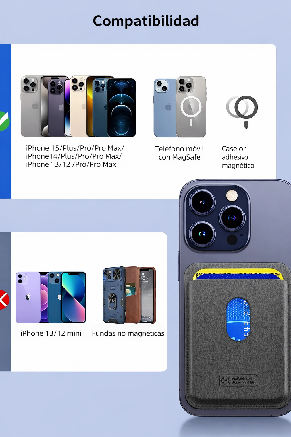 Cartera geolocalizable magnética